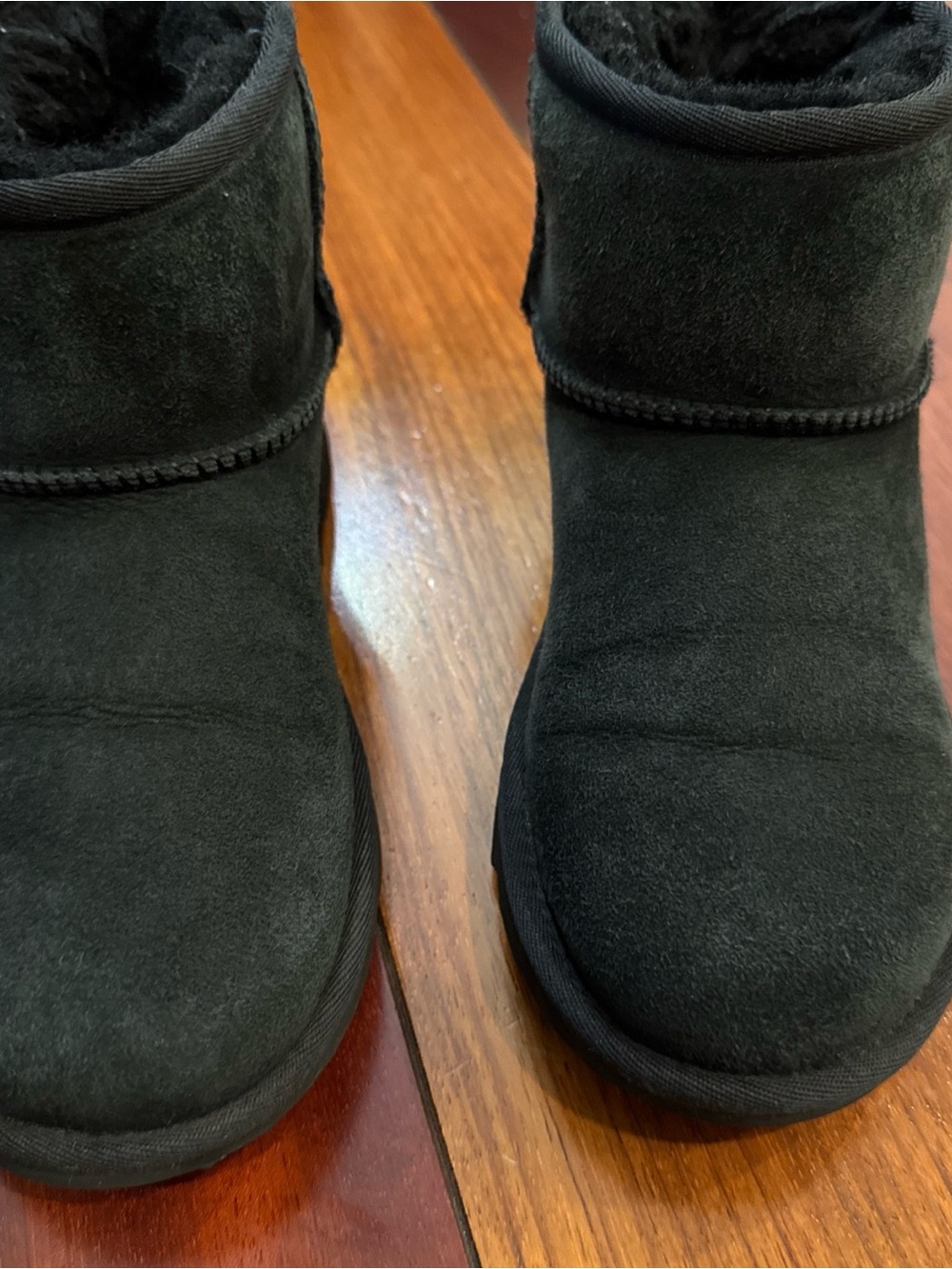 UGG Kids Black Suede Short Winter Boots